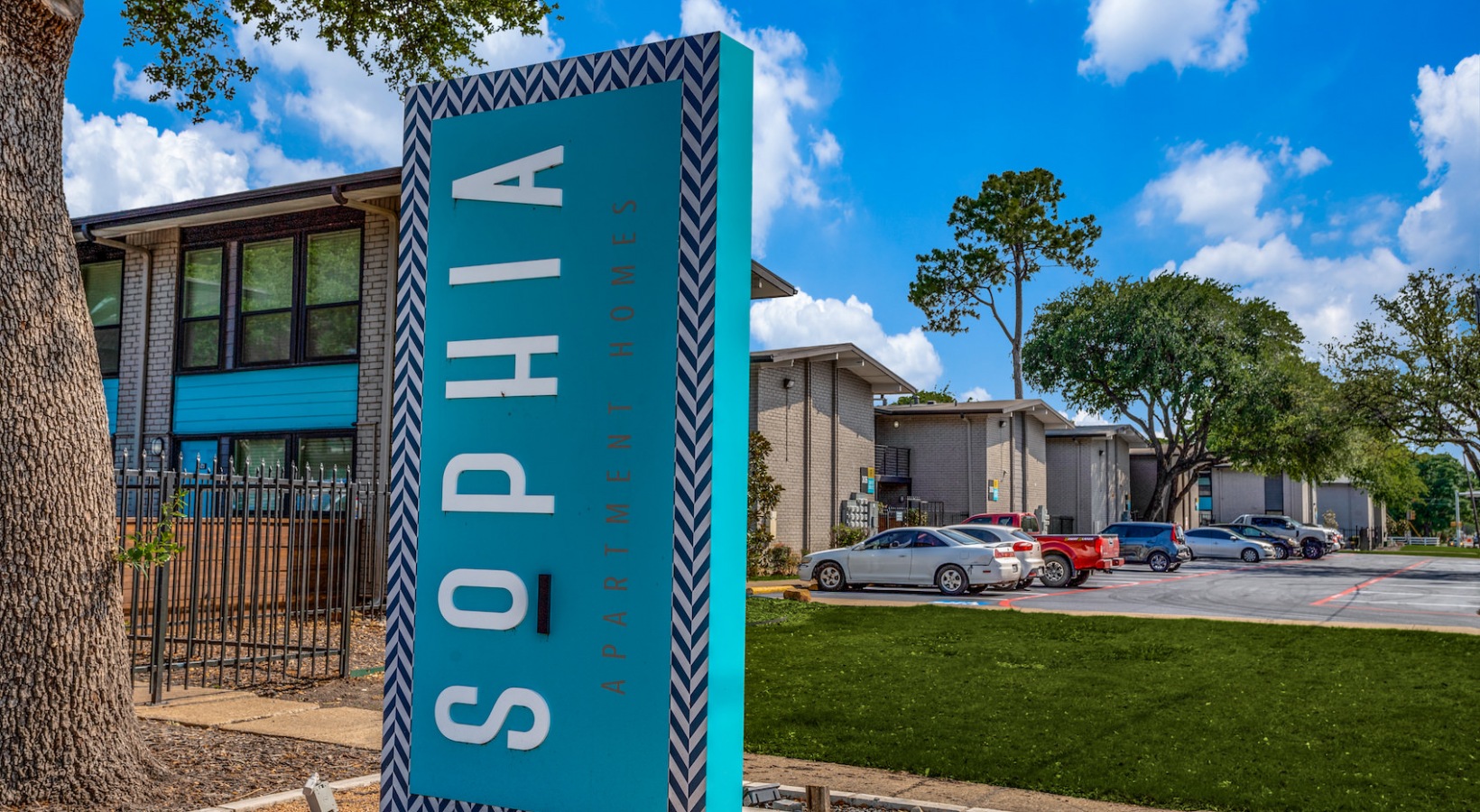 the sign for sophia apartments in austin, texas at The  Sophia