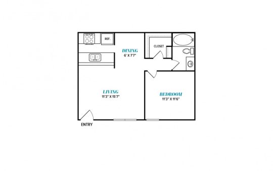 floor plan for a two bedroom apartment at The  Sophia